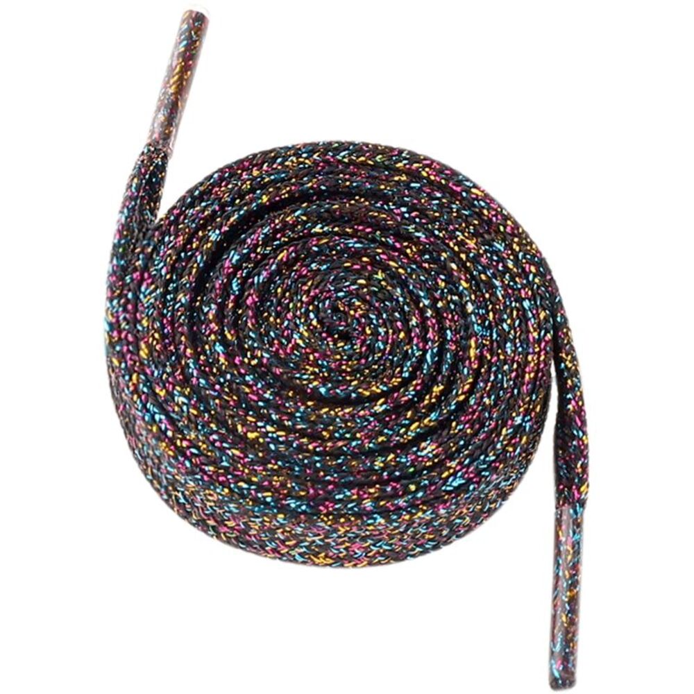 1 Pair Glitter Shiny Metallic Flat Shoelaces 140cm/55.12" Dark Multicolor